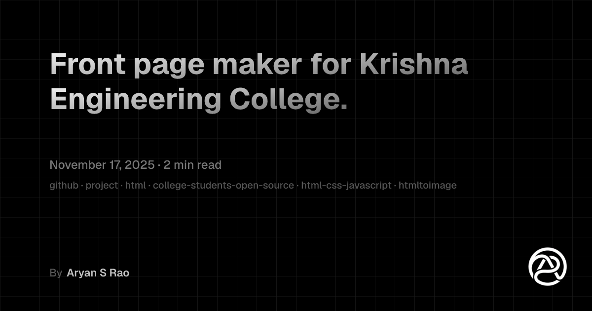 Front page maker for Krishna Engineering College.
